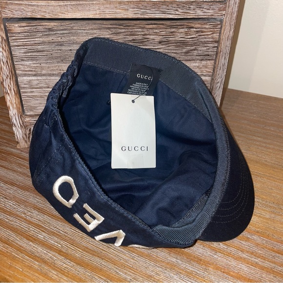 NWT! Gucci “Gucci x Loved” Cycle Hat in Navy Blue - Size Large - Discontinued - Picture 8 of 8
